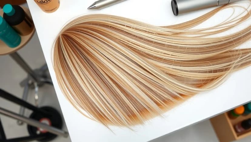 Ljusa slingor och brunt hår med kalla slingor